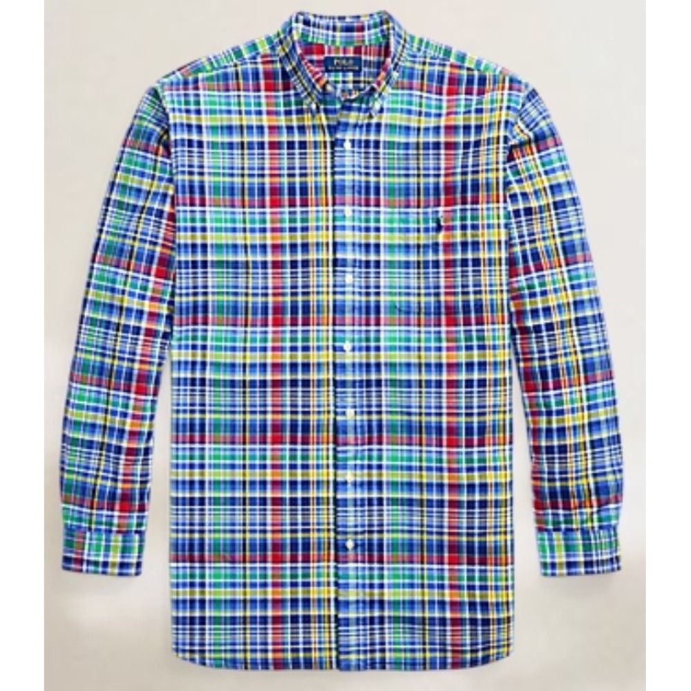 Polo Ralph Lauren Plaid Oxford Shirt Blue Red Multi Plaid Men's Size 5XB NWT